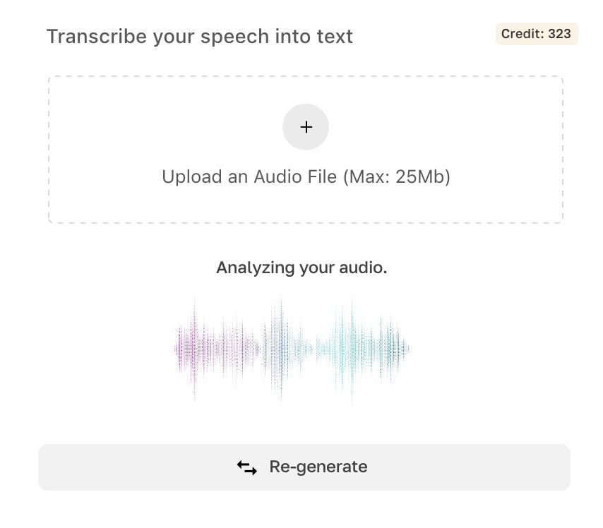 Upload, Analyser, Generer.
